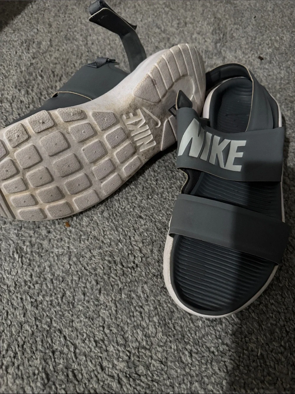 Nike Kids Gray Adjustable Strap Slide Sandals